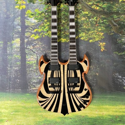 Yellow Double Neck Odin Electric Guitar 12+6s Chrome Hardware Free Ship