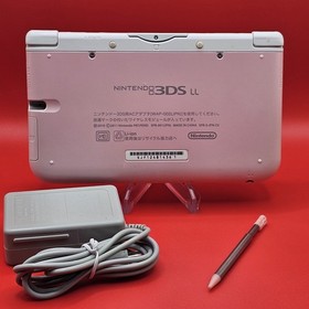 Nintendo 3DS XL/LL White & Pink Handheld System Charge and Stylus Tested Working