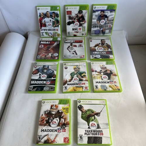 XBOX 360 Sports Games Lot Of 11 Tested. NFL, NBA, NHL, FIFA, PGA