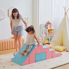 2-Piece Kids Crawl and Climb Activity Play Set, Light Gray, Multicolor