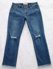 CAbi   Size 4   CROPPED HIGH STRAIGHT Style 5495 Distressed Denim Jeans DC70