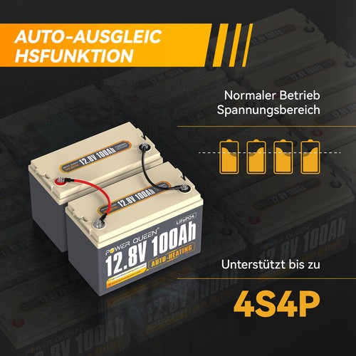 12V 100Ah Selbstheizende LiFePO4 Lithium Batterie 100A BMS für Autarkes System - Bild 6 von 12