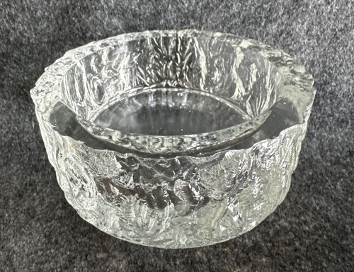Davidson Brama Clear Heavy Glass Bark Candy Bowl Mid Century Art Luna Bowl - Picture 13 of 22