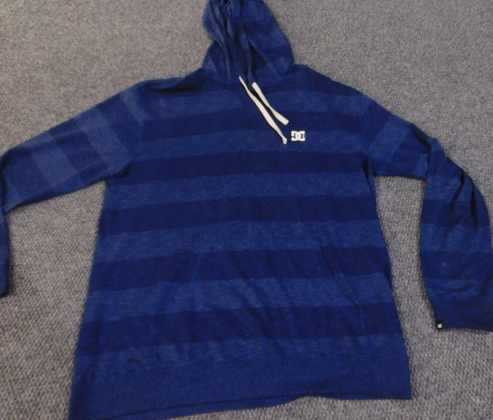DC Shoes Sudadera con Capucha Grande Azul Y2K Para Hombres Cremallera Retro De Colección Patinador Rayas Grunge Foto 2 de 4