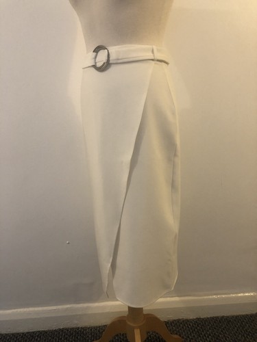 Asos White Asymmetric Wrap Pencil Skirt With Metal D Ring / Size 10 BNWT Rrp £35 - 第 3/12 張圖片