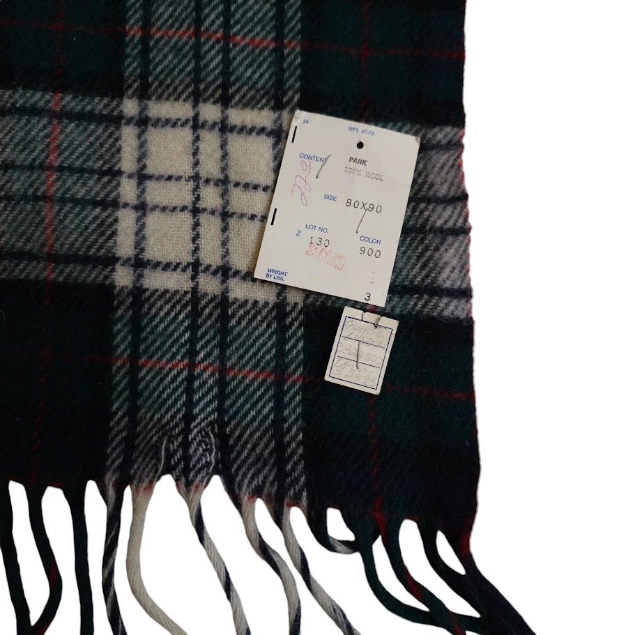 Vintage Pendleton Wool Throw Blanket Green Red Plaid 90s 1993 SAMPLE 54x67 USA - Image 3 of 4