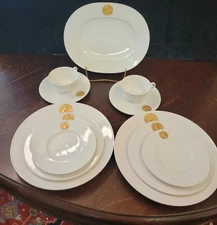 Royal Berlin Arcadia Gold 2  place settings & platter Medallion Germany 