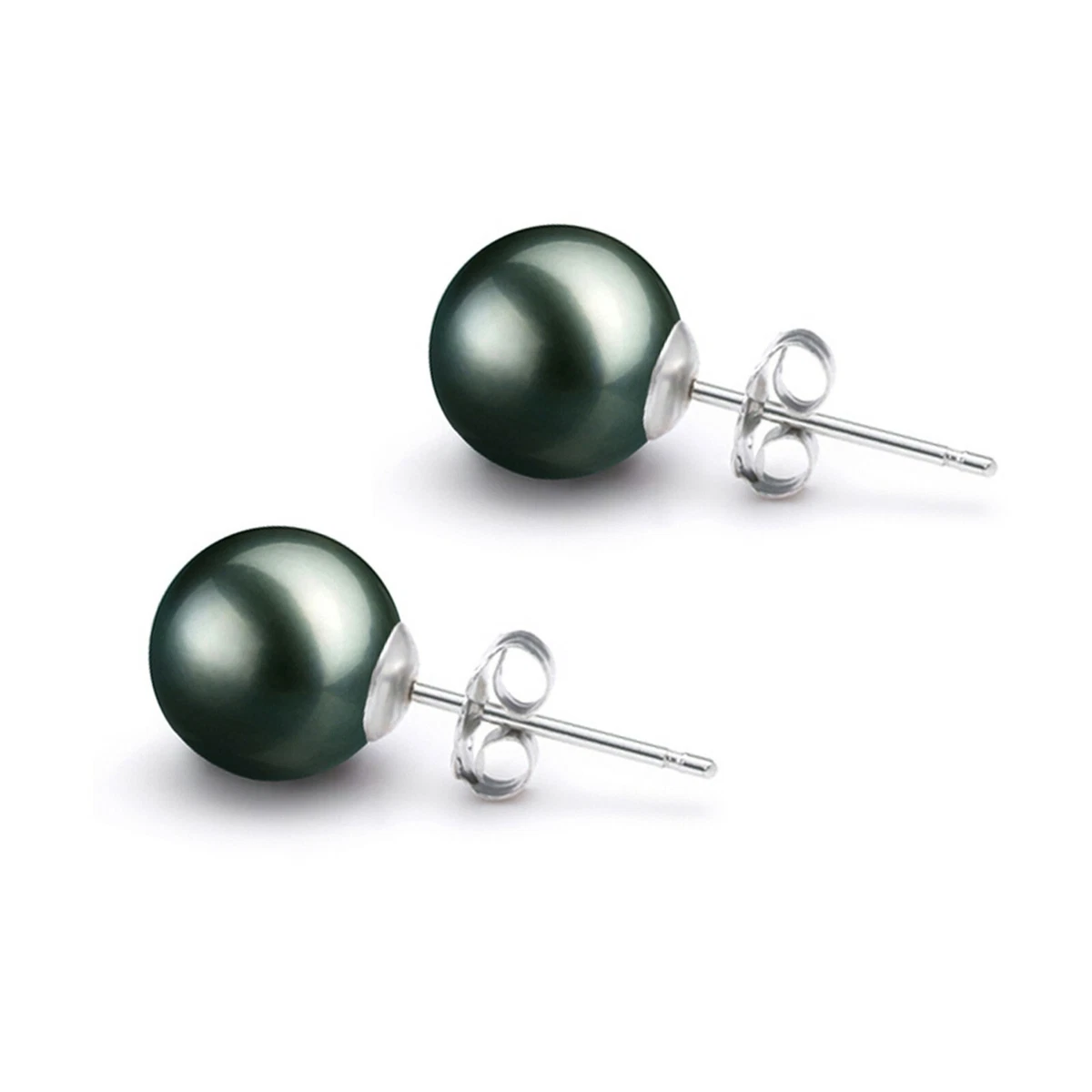 Tahitian Pearl Earrings AAAA Black Pearl Earring Studs Earrings Silver Sets