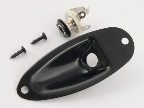 STRATOCASTER JACK PLATE & SOCKET for STRAT Style Guitars - Chrome, Black or Gold - Picture 7 of 8