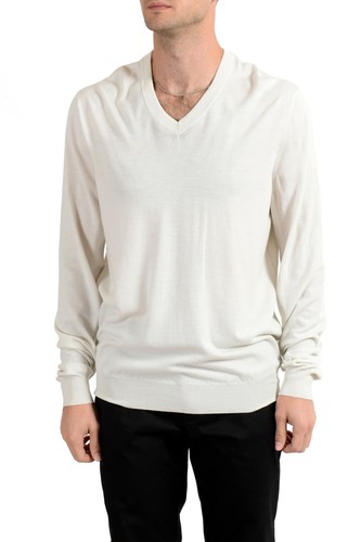 mens off white v neck sweater