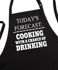 Funny Black BBQ Apron Gift Idea Today's Forecast,  Fully Adjustable, Two Pockets