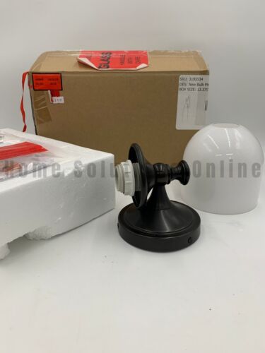 Pottery Barn Mercer Single Sconce w/ Milk Glass Shade Black 8.5" H #X1206
