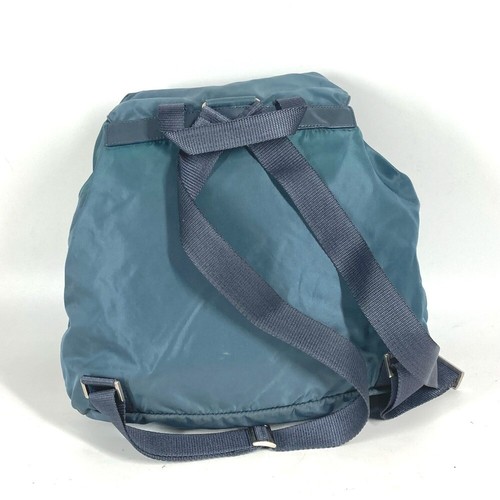 PRADA backpack bag triangle logo triangle logo plate Backpack Nylon blue - Picture 2 of 17