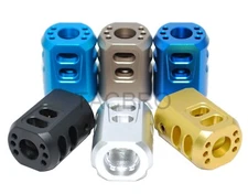 New Anodized 1/2x28 TPI Muzzle Brake For 9mm Color Variation