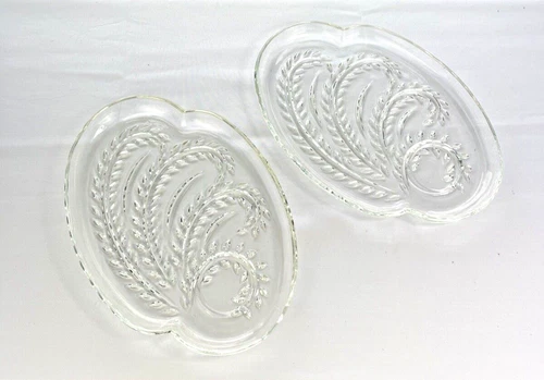 4 Vintage Of Federal Glass Homestead Snack Plates In Wheat pattern No Cups