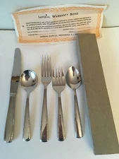 VTG IMPERIAL FLATWARE 5 PIECE PLACE SETTING FORK KNIFE SPOON STAINLESS, VINTAGE