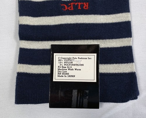 New Ralph Lauren Polo Club Blue Striped Dress Socks Fits 9-11 Cotton Nylon - Picture 4 of 5