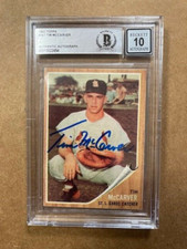 Tim McCarver Signed 1962 Topps Rookie Card Green Tint Var. Beckett Auto Grade 10