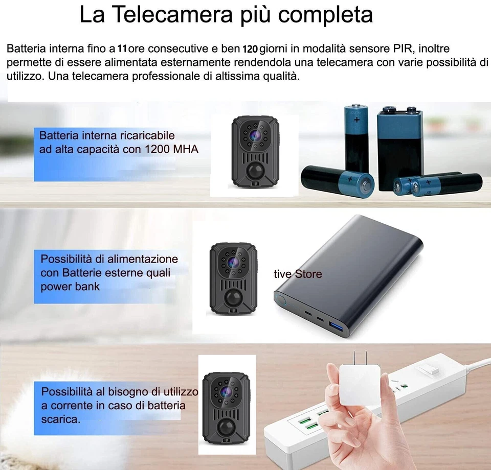 Micro Telecamera infrarossi sensore PIR movimento full hd mini camera - Immagine 3 di 4