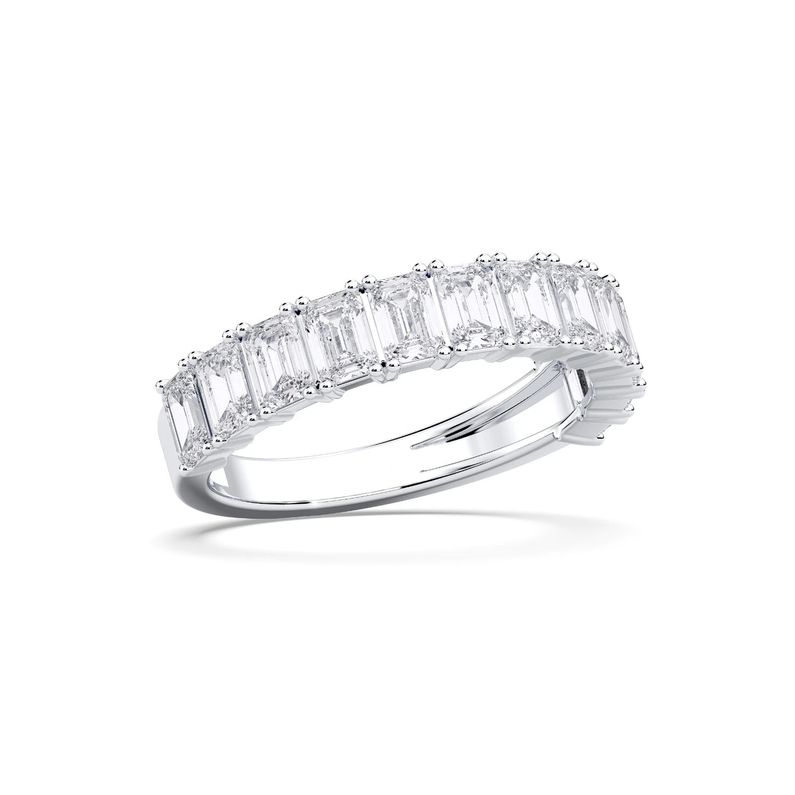2.52 Ct Emerald Cut Lab Grown Diamond Eternity Band Ring Solid 14k White Gold image-1