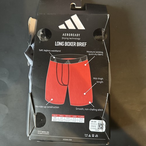 Adidas Boy's Long Boxer Briefs Underwear (4-Pack), Size X-Large - Picture 2 of 2