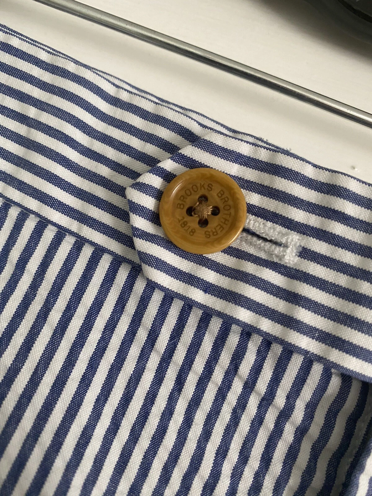 Brooks Brothers Genuine SeerSucker Bermuda Shorts Blue White Striped Size 38