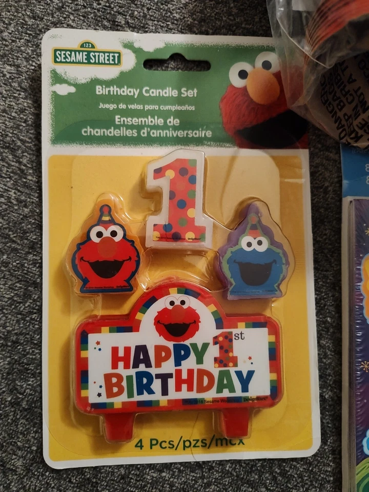 Lote de suministros de fiesta de cumpleaños de Plaza Sésamo - NUEVO sombrero bolsas de botín velas Big Bird Foto 3 de 4