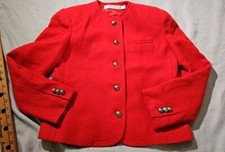 Evan Picone Jacket Womens Size 4 Red Vintage Wool Jacket Metal Button Capsule