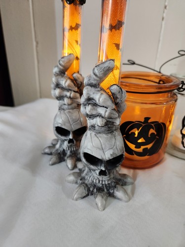 Hollowen Spooktacular Teelicht Kerzenhalter Kürbis Totenkopf BlackWidow Grusel - Bild 6 von 12