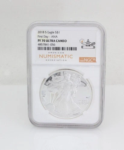 2018 S NGC First Day ANA PF 70 Ultra Cameo Proof American Silver Eagle 1 Oz RARE
