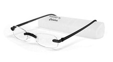 Calabria 715 Women's Rimless Flexie Reading Glasses in Ebony Black 1.00 48 mm
