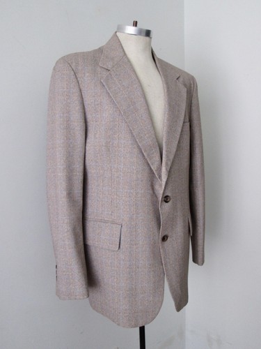 Chaqueta Blazer de Colección Años 70 SUPERFLY Marrón Azul Cuadro Polietién Tejido Discoteca Proxeneta 46 - Imagen 3 de 6