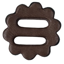 12 Pc. Hilason Slotted Scalloped Leather Rosette Concho Saddle Brown 1-1/4"