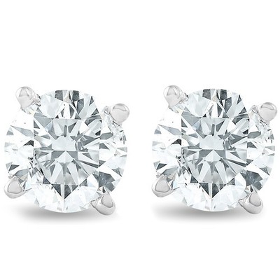 .75Ct Round Brilliant Natural Diamond Stud Earrings in 14K Gold Classic Setting