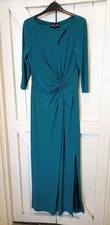 Ossie Clark Retro/Vintage Ladies Teal Lined Stretch Maxi Dress💗Size 10💗