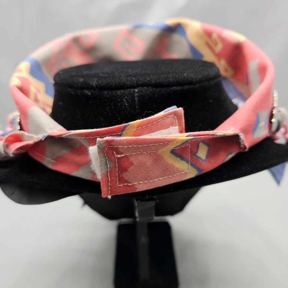 Винтажный шарф-бандана ручной работы с бахромой из бисера юго-западный кончо розовый синий вестерн - Изображение 3 из 4