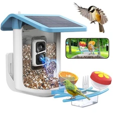 Smart Bird Feeder with Camera, Solar Bird Feeder - 2K HD Live Video Camera AI