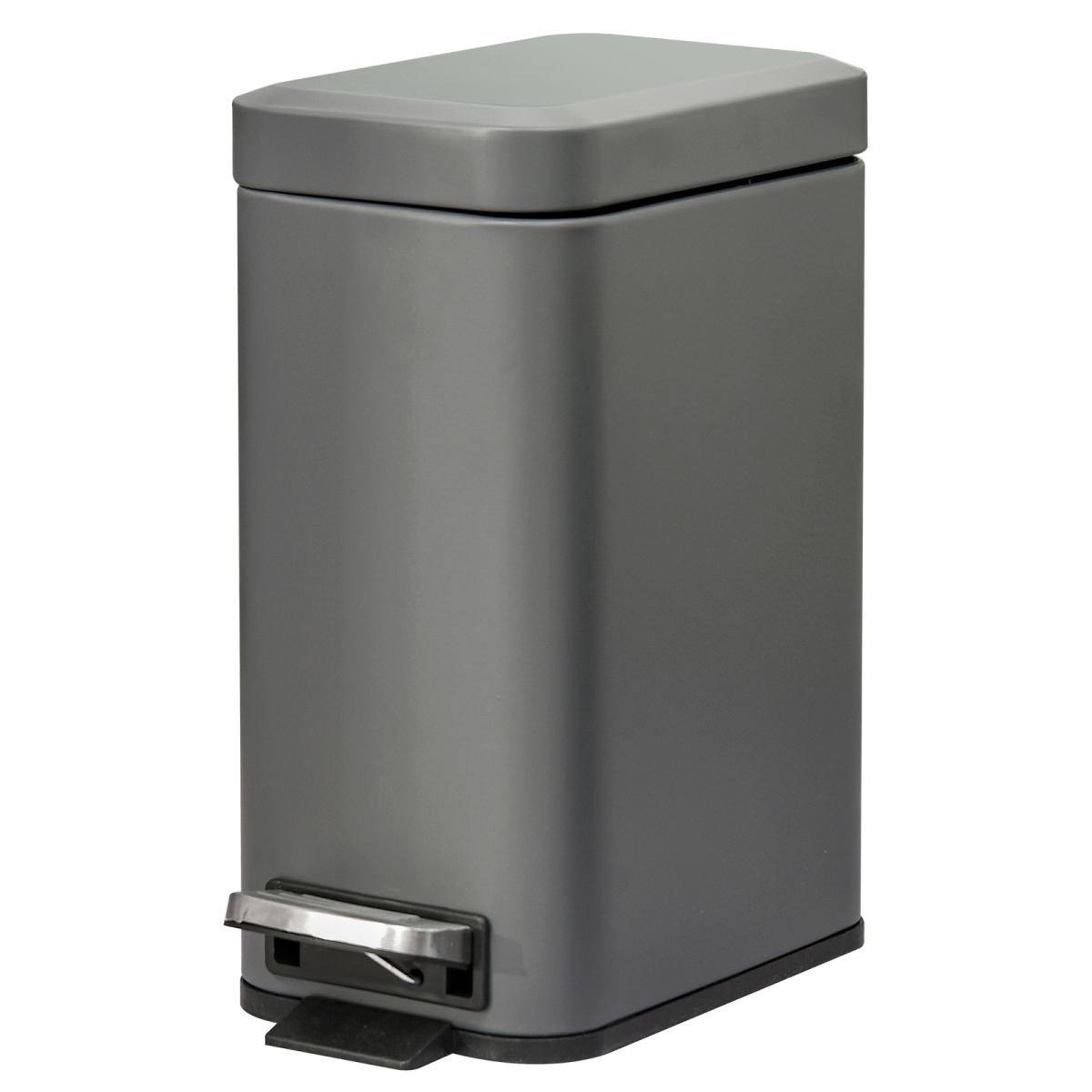 Homcom Unisex Grey Rectangle Compact Bin Steel Body Inner Bucket Quiet-Close Lid W/Pedal In 5L - Image 2