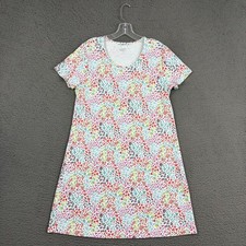 Lands' End Shirt Dress Womens Medium Colorful Floral All Over Print Mom Casual