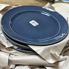 Pottery Barn Cambria Stoneware Ocean Blue Salad Plates Made In Portugal 8 Pc Set