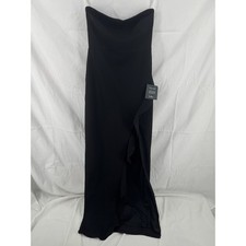 Lulus Black Strapless Ruffle Maxi Dress Formal Gown Sweetheart Slit XS NWT