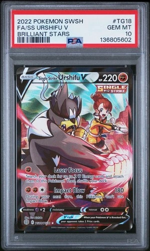 Single Strike Urshifu V TG18/TG30 Swsh09: Brilliant Stars Trainer Gallery PSA 10