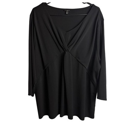 Talbots Babydoll Top 3XL Twist Front Y2K Black V-Neck Old Money Elegant