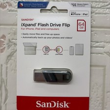 New Sandisk iXpand Flash Drive Flip 64GB iPhone iPad Lightning USB Thumbdrive