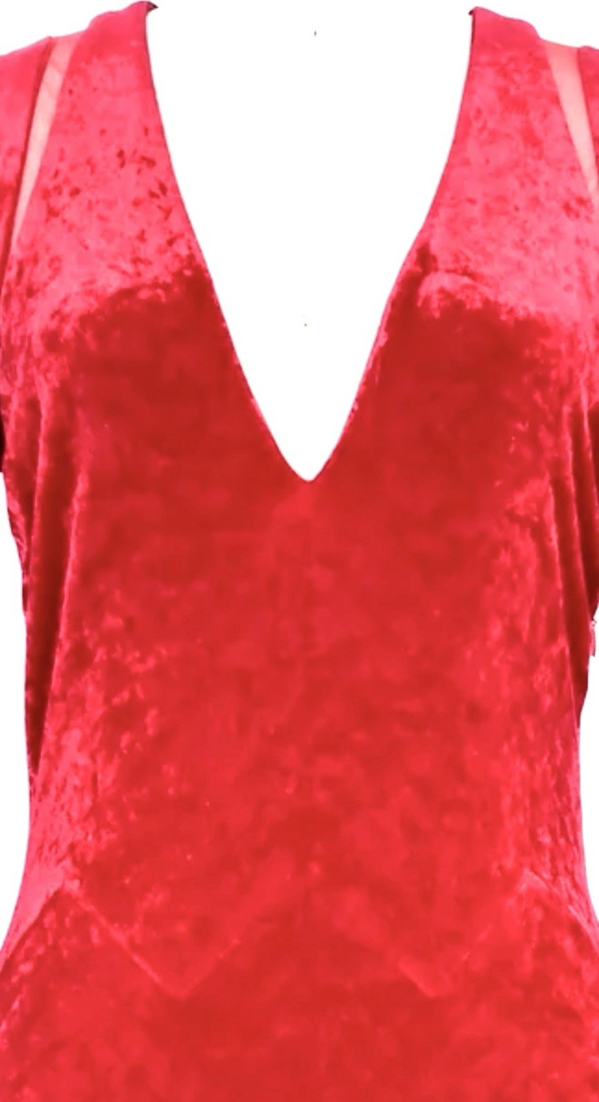 *GIANNI VERSACE* Vintage 90s Couture Label Crimson Velvet Cutout Chevron Gown thumbnail 4