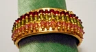 Vintage Miriam Haskell? 1" Wide Hinged Gold-tone Bangle Bracelet w Rows of Beads