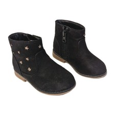 Cat  Jack Toddler Girl's Jasmine Booties Faux Suede Boots Gold Stars Black Sz 6