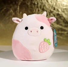 NEW Squishmallows Kellytoy 8" Reshma the Strawberry Cow Plush Toy with Tags