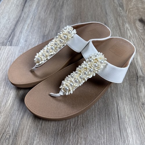 Fitflop Verna Stud Thong Pearl Wedge Sandals Women's Size 9 AR2-031 - Picture 3 of 7