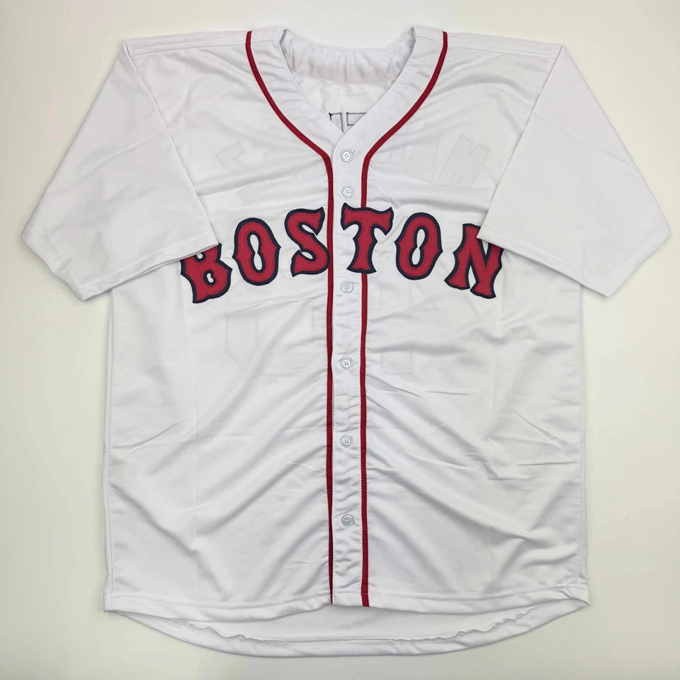 Autographed/Signed Pedro Martinez Boston White Baseball Jersey Beckett BAS COA - Image 4 of 4